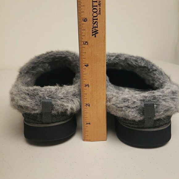 Skechers Womens Shoes Gray 8 M Fur Trim Slip On Slippers Mules Mocassin - Picture 2 of 9